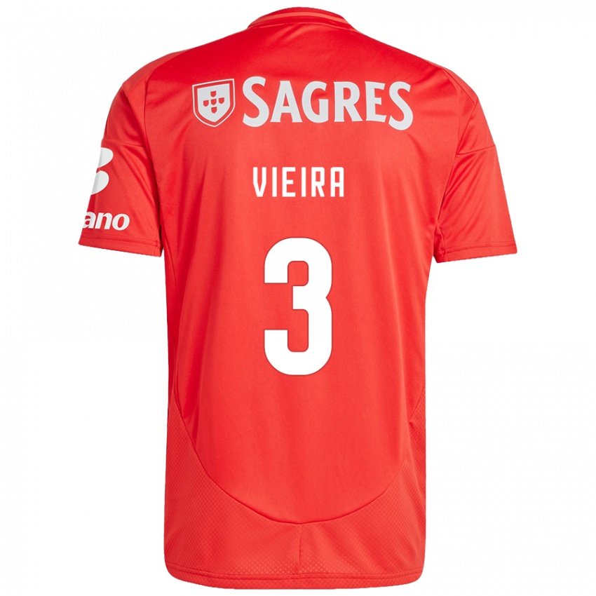 Kinder Miguel Vieira #3 Rot Weiß Heimtrikot Trikot 2024/25 T-Shirt Österreich