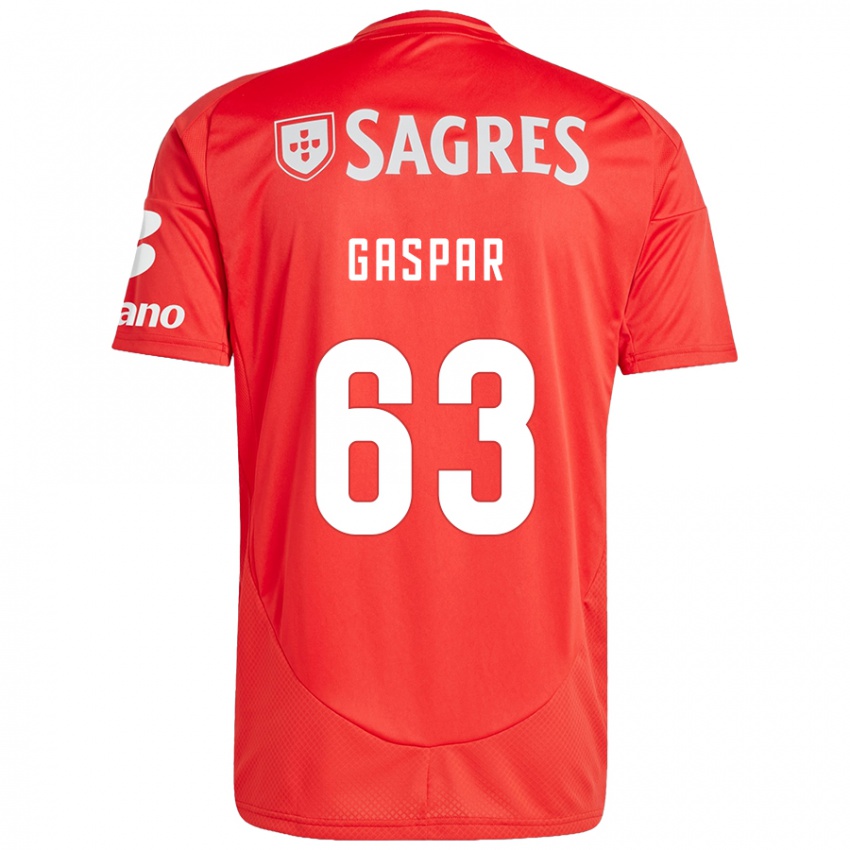 Kinder Guilherme Gaspar #63 Rot Weiß Heimtrikot Trikot 2024/25 T-Shirt Österreich