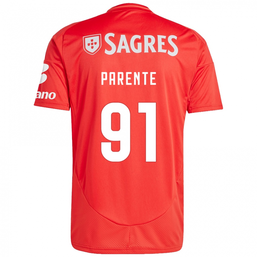 Kinder Tiago Parente #91 Rot Weiß Heimtrikot Trikot 2024/25 T-Shirt Österreich