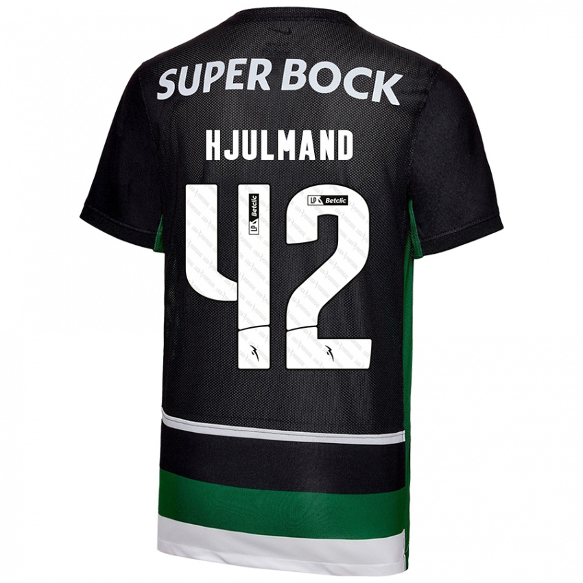 Kinder Morten Hjulmand #42 Schwarz Weiß Grün Heimtrikot Trikot 2024/25 T-Shirt Österreich