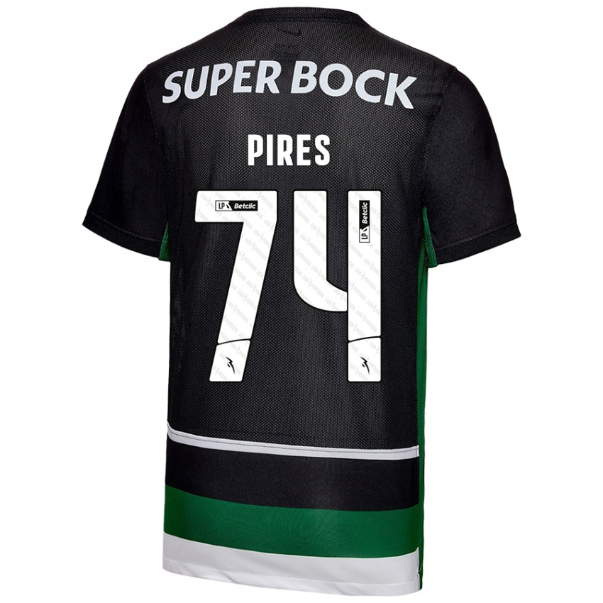 Kinder Guilherme Pires #74 Schwarz Weiß Grün Heimtrikot Trikot 2024/25 T-Shirt Österreich