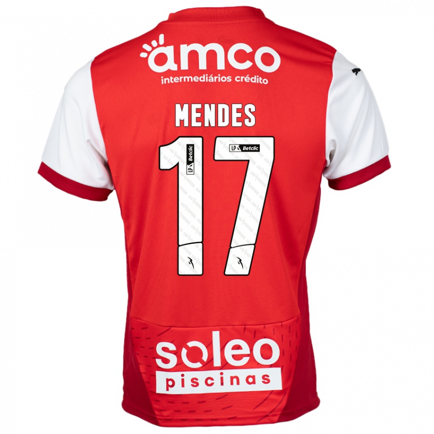 Kinder Joe Mendes #17 Rot Weiß Heimtrikot Trikot 2024/25 T-Shirt Österreich