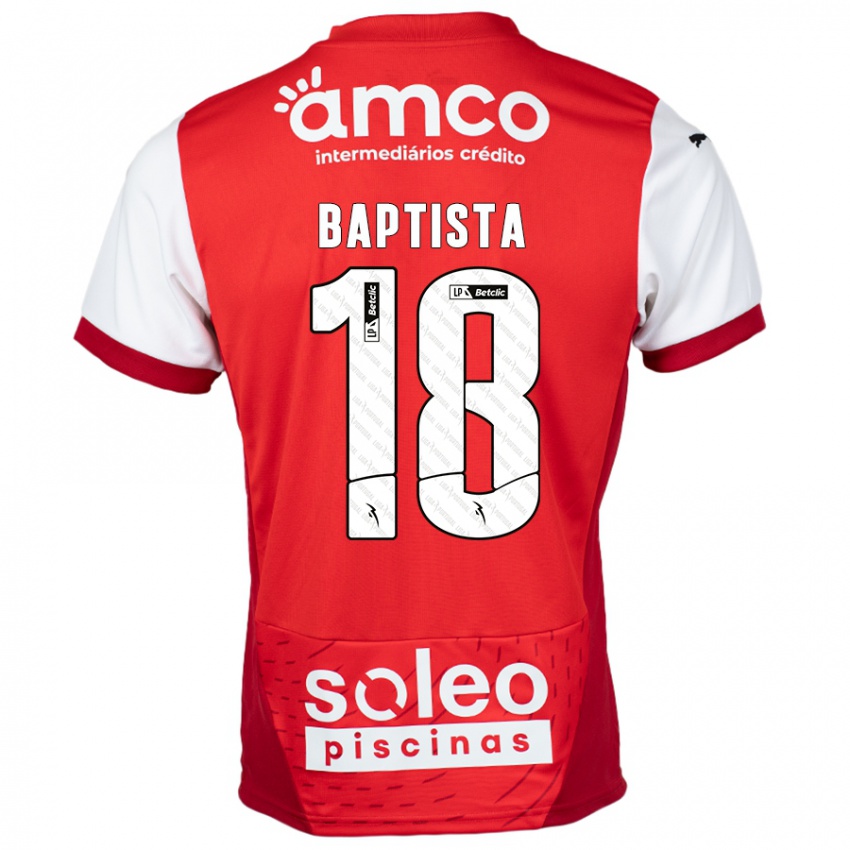 Kinder Tiago Baptista #18 Rot Weiß Heimtrikot Trikot 2024/25 T-Shirt Österreich