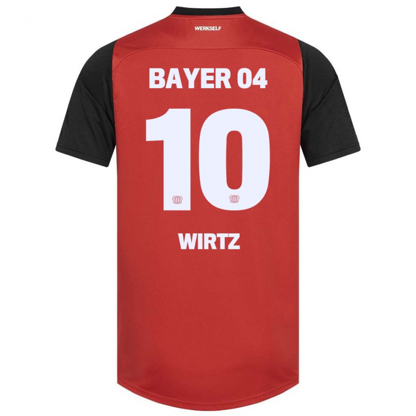 Kinder Florian Wirtz #10 Rot Schwarz Heimtrikot Trikot 2024/25 T-Shirt Österreich