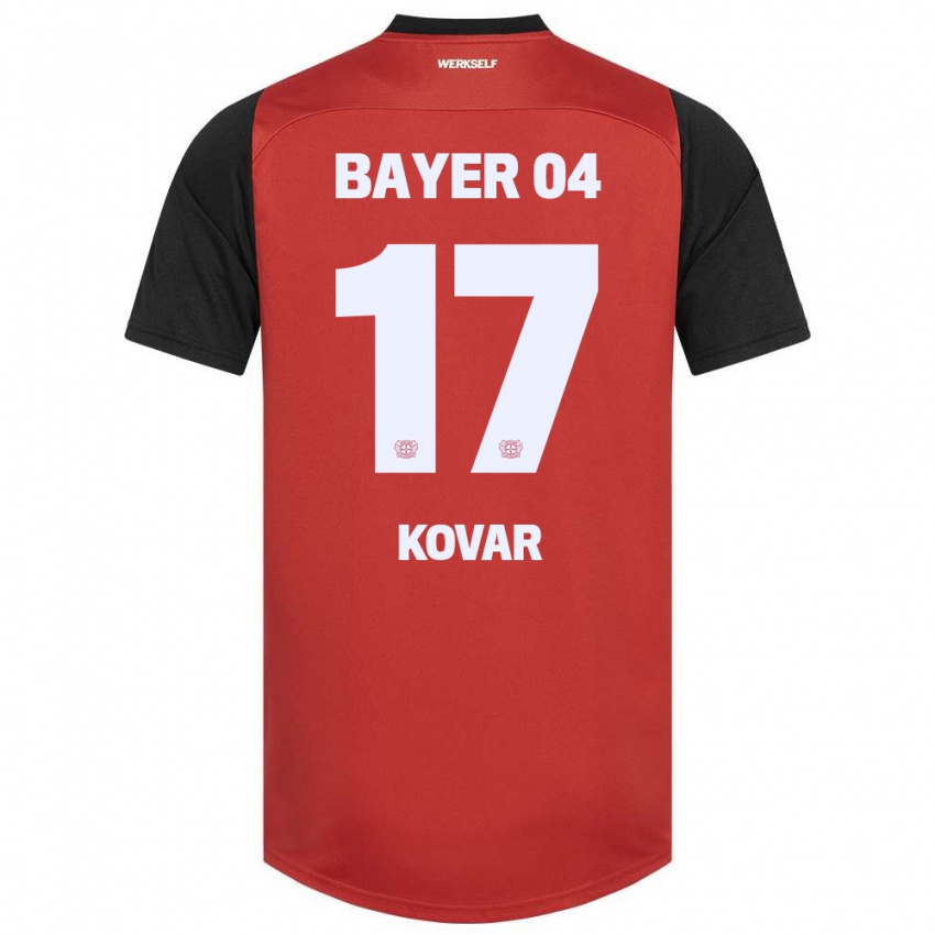 Kinder Matej Kovar #17 Rot Schwarz Heimtrikot Trikot 2024/25 T-Shirt Österreich