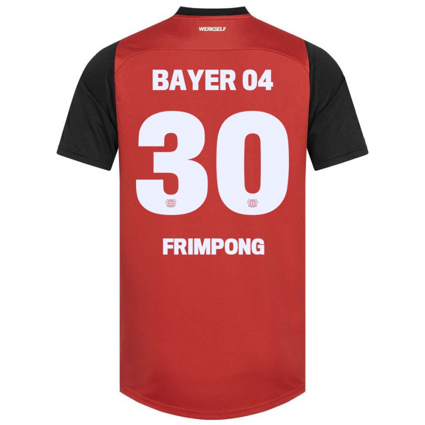 Kinder Jeremie Frimpong #30 Rot Schwarz Heimtrikot Trikot 2024/25 T-Shirt Österreich