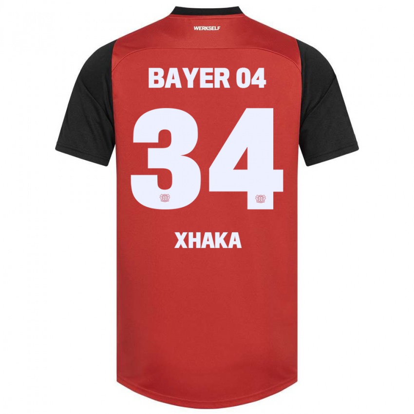 Kinder Granit Xhaka #34 Rot Schwarz Heimtrikot Trikot 2024/25 T-Shirt Österreich