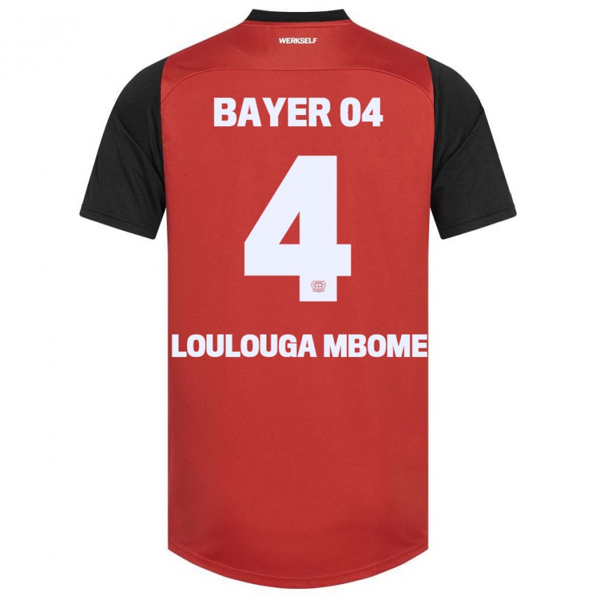 Kinder Adrien Loulouga Mbome #4 Rot Schwarz Heimtrikot Trikot 2024/25 T-Shirt Österreich