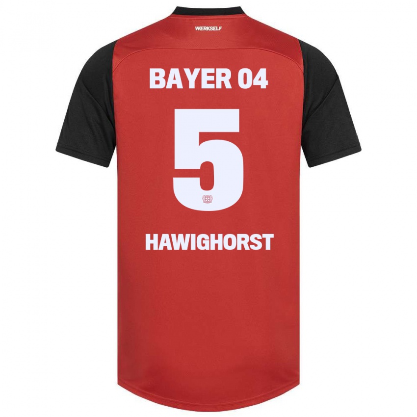 Kinder Ben Hawighorst #5 Rot Schwarz Heimtrikot Trikot 2024/25 T-Shirt Österreich