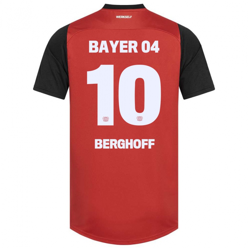 Kinder Jonah Berghoff #10 Rot Schwarz Heimtrikot Trikot 2024/25 T-Shirt Österreich