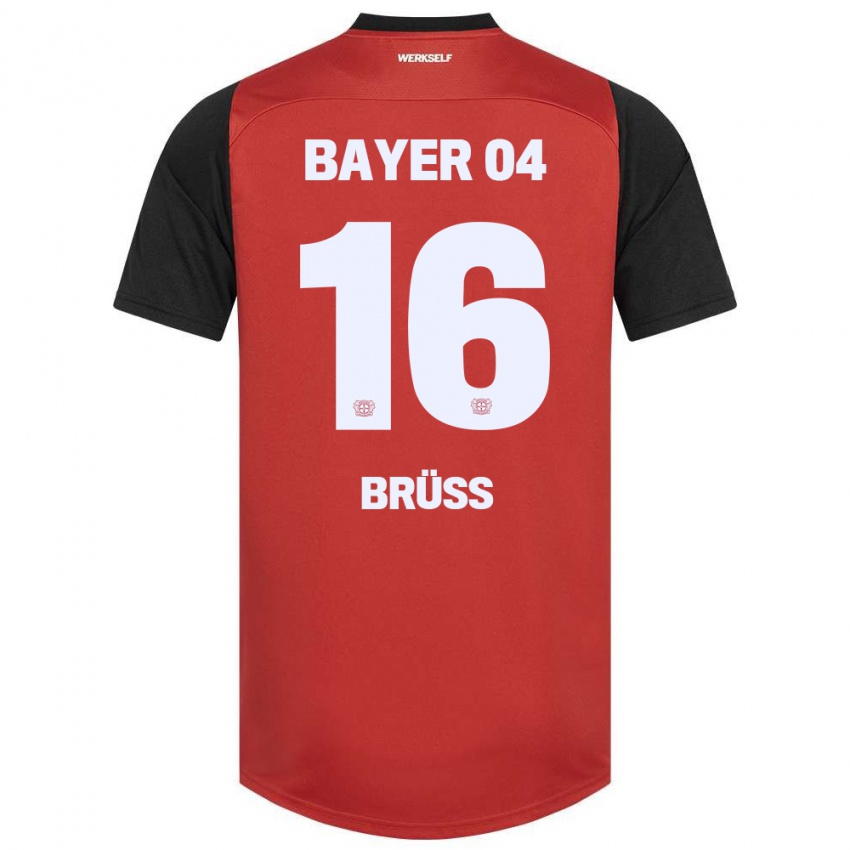 Kinder Tom Brüss #16 Rot Schwarz Heimtrikot Trikot 2024/25 T-Shirt Österreich