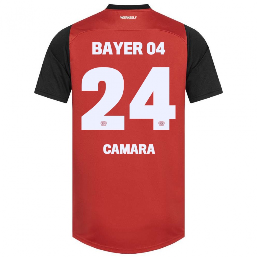 Kinder Nourdine Camara #24 Rot Schwarz Heimtrikot Trikot 2024/25 T-Shirt Österreich