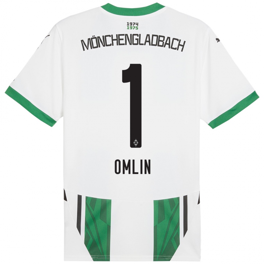 Kinder Jonas Omlin #1 Weiß Grün Heimtrikot Trikot 2024/25 T-Shirt Österreich