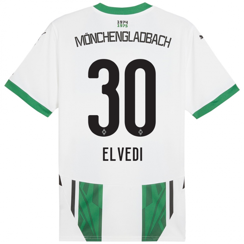 Kinder Nico Elvedi #30 Weiß Grün Heimtrikot Trikot 2024/25 T-Shirt Österreich