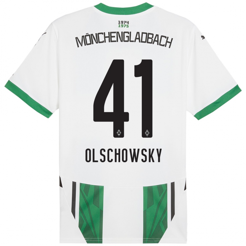 Kinder Jan Olschowsky #41 Weiß Grün Heimtrikot Trikot 2024/25 T-Shirt Österreich