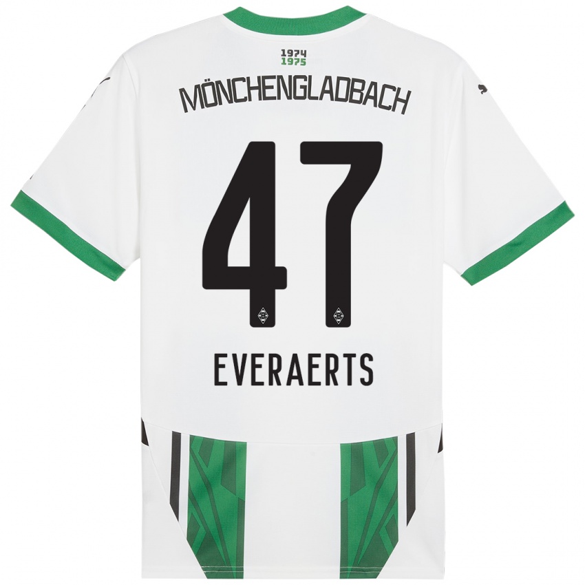 Kinder Kim Everaerts #47 Weiß Grün Heimtrikot Trikot 2024/25 T-Shirt Österreich