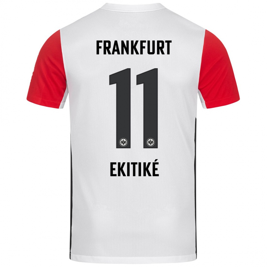 Kinder Hugo Ekitike #11 Weiß Rot Heimtrikot Trikot 2024/25 T-Shirt Österreich