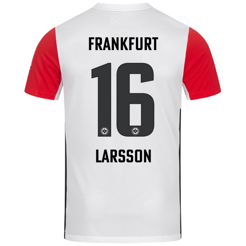 Kinder Hugo Larsson #16 Weiß Rot Heimtrikot Trikot 2024/25 T-Shirt Österreich