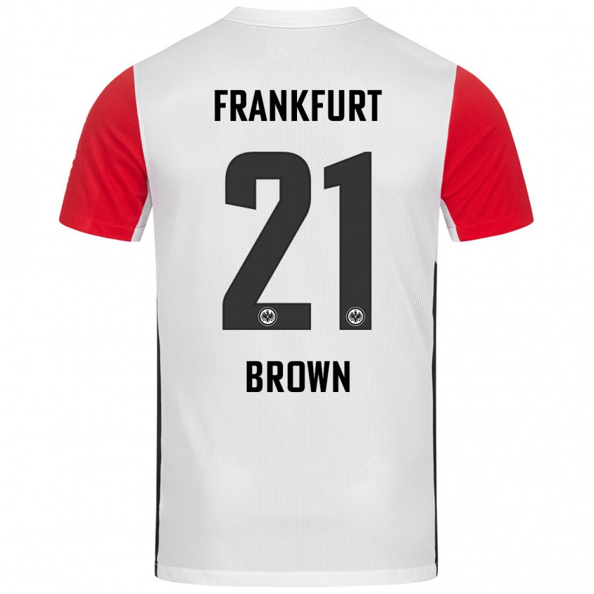 Kinder Nathaniel Brown #21 Weiß Rot Heimtrikot Trikot 2024/25 T-Shirt Österreich