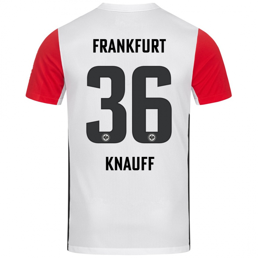 Kinder Ansgar Knauff #36 Weiß Rot Heimtrikot Trikot 2024/25 T-Shirt Österreich