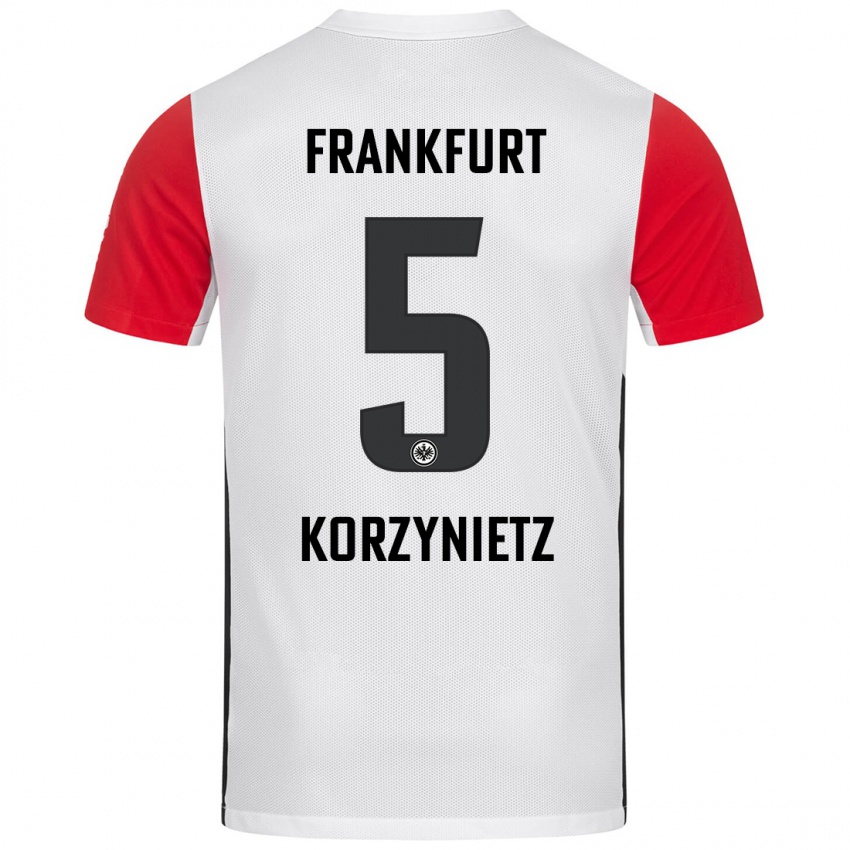 Kinder Jaden Korzynietz #5 Weiß Rot Heimtrikot Trikot 2024/25 T-Shirt Österreich