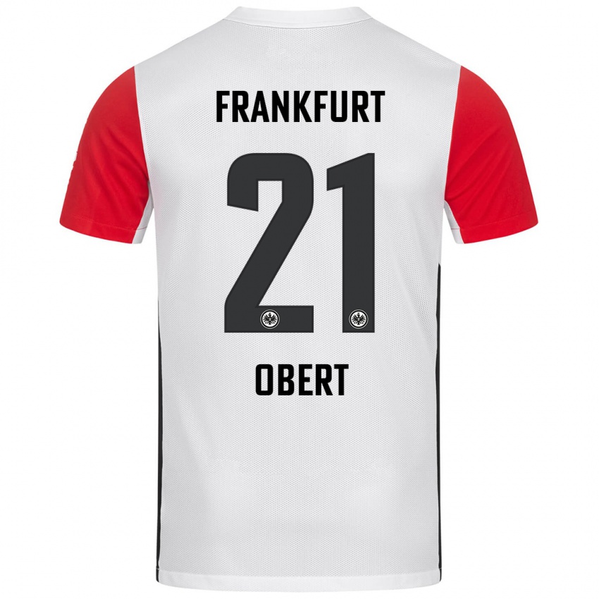 Kinder Yuriy Obert #21 Weiß Rot Heimtrikot Trikot 2024/25 T-Shirt Österreich