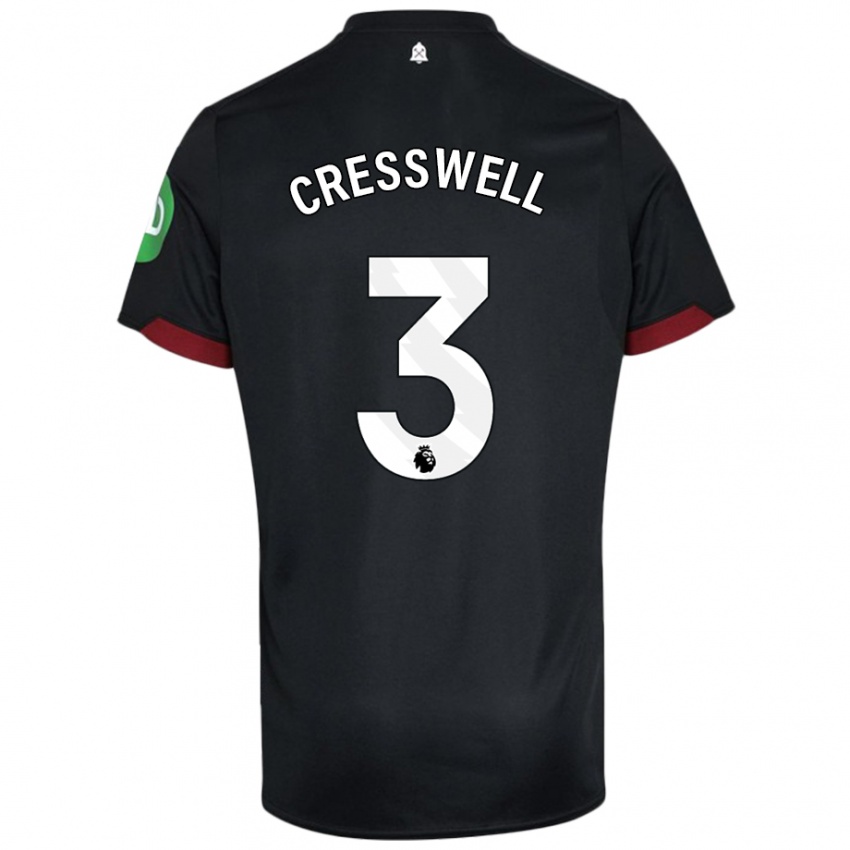 Kinder Aaron Cresswell #3 Schwarz Weiß Auswärtstrikot Trikot 2024/25 T-Shirt Österreich