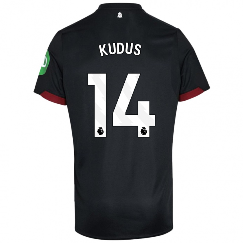 Kinder Mohammed Kudus #14 Schwarz Weiß Auswärtstrikot Trikot 2024/25 T-Shirt Österreich