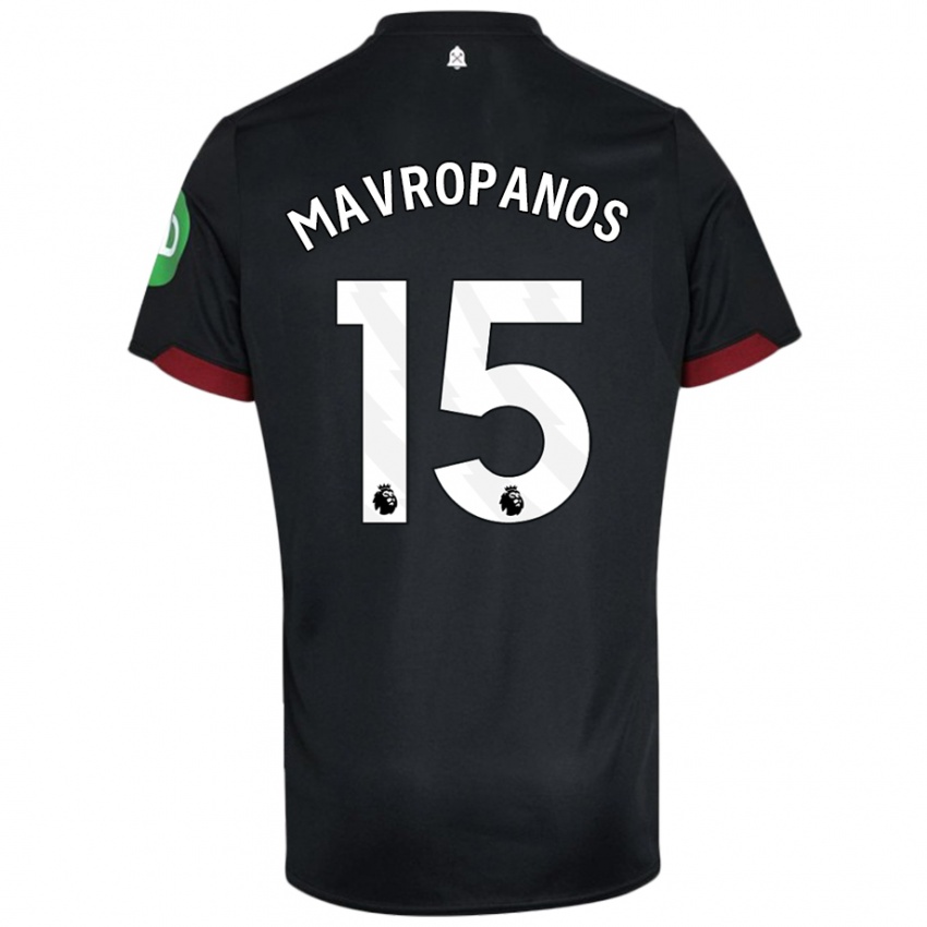 Kinder Konstantinos Mavropanos #15 Schwarz Weiß Auswärtstrikot Trikot 2024/25 T-Shirt Österreich