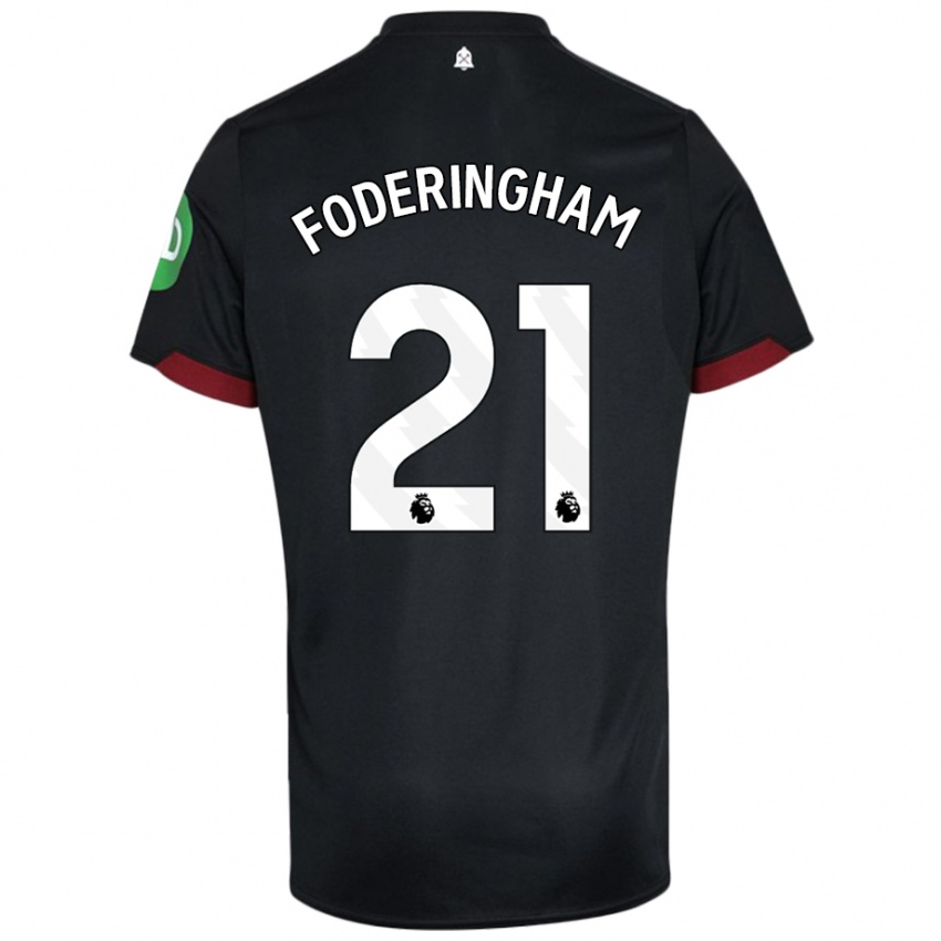 Kinder Wes Foderingham #21 Schwarz Weiß Auswärtstrikot Trikot 2024/25 T-Shirt Österreich