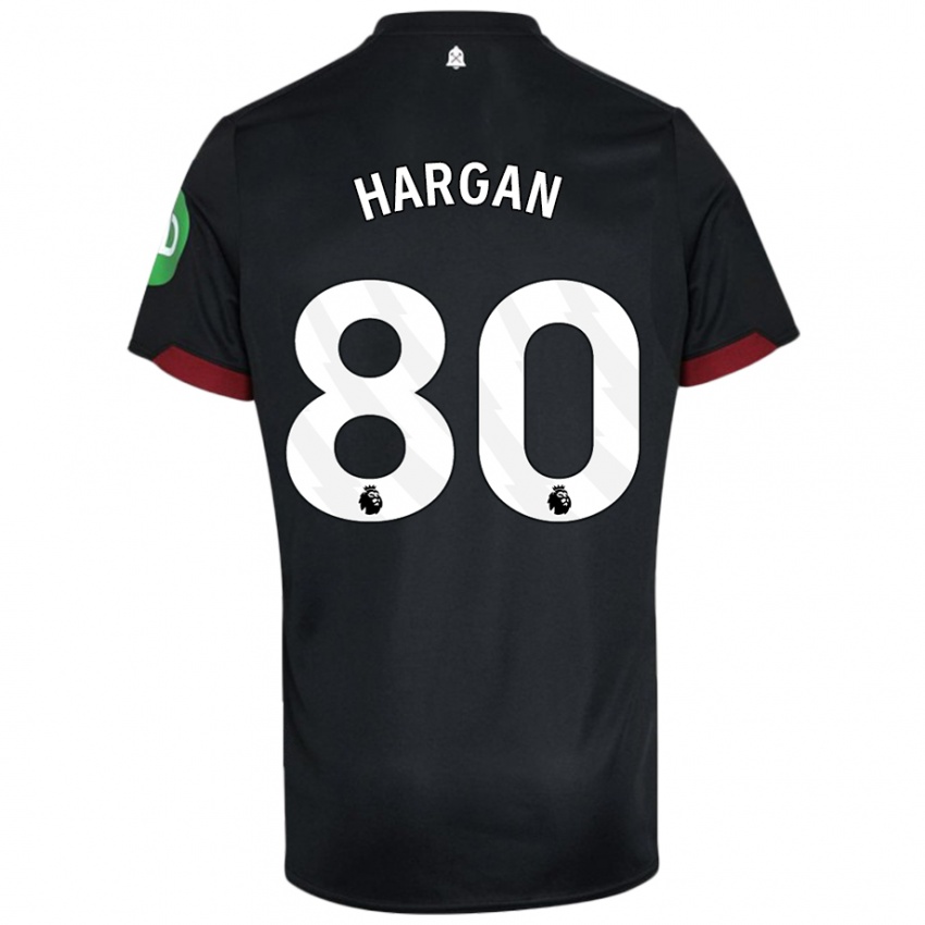 Kinder Riley Hargan #80 Schwarz Weiß Auswärtstrikot Trikot 2024/25 T-Shirt Österreich