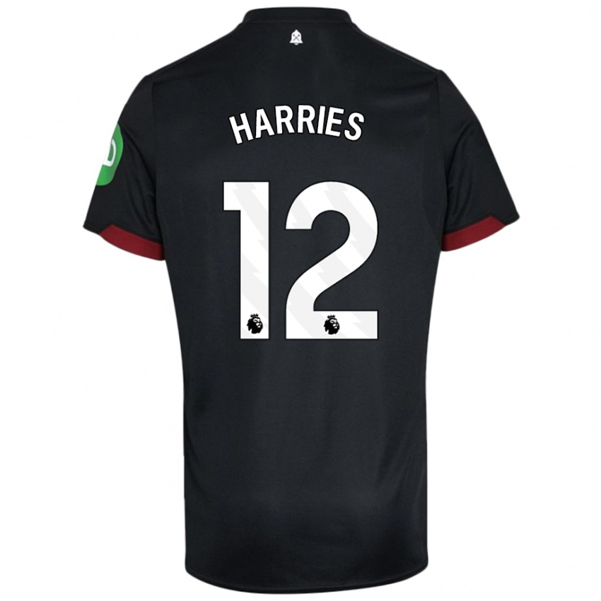 Kinder Emma Harries #12 Schwarz Weiß Auswärtstrikot Trikot 2024/25 T-Shirt Österreich