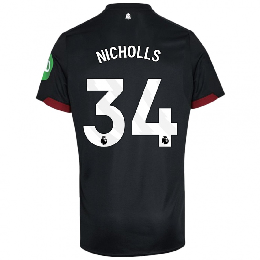 Kinder Macey Nicholls #34 Schwarz Weiß Auswärtstrikot Trikot 2024/25 T-Shirt Österreich