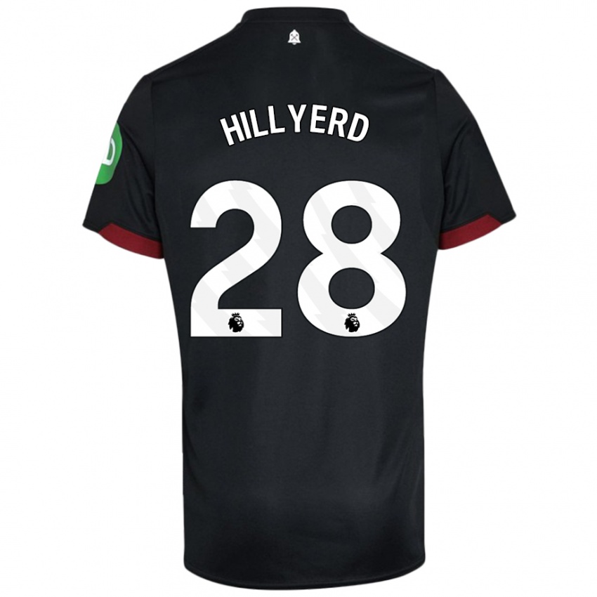 Kinder Sophie Hillyerd #28 Schwarz Weiß Auswärtstrikot Trikot 2024/25 T-Shirt Österreich