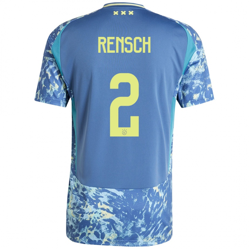 Kinder Devyne Rensch #2 Grau Blau Gelb Auswärtstrikot Trikot 2024/25 T-Shirt Österreich