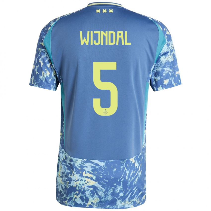 Kinder Owen Wijndal #5 Grau Blau Gelb Auswärtstrikot Trikot 2024/25 T-Shirt Österreich