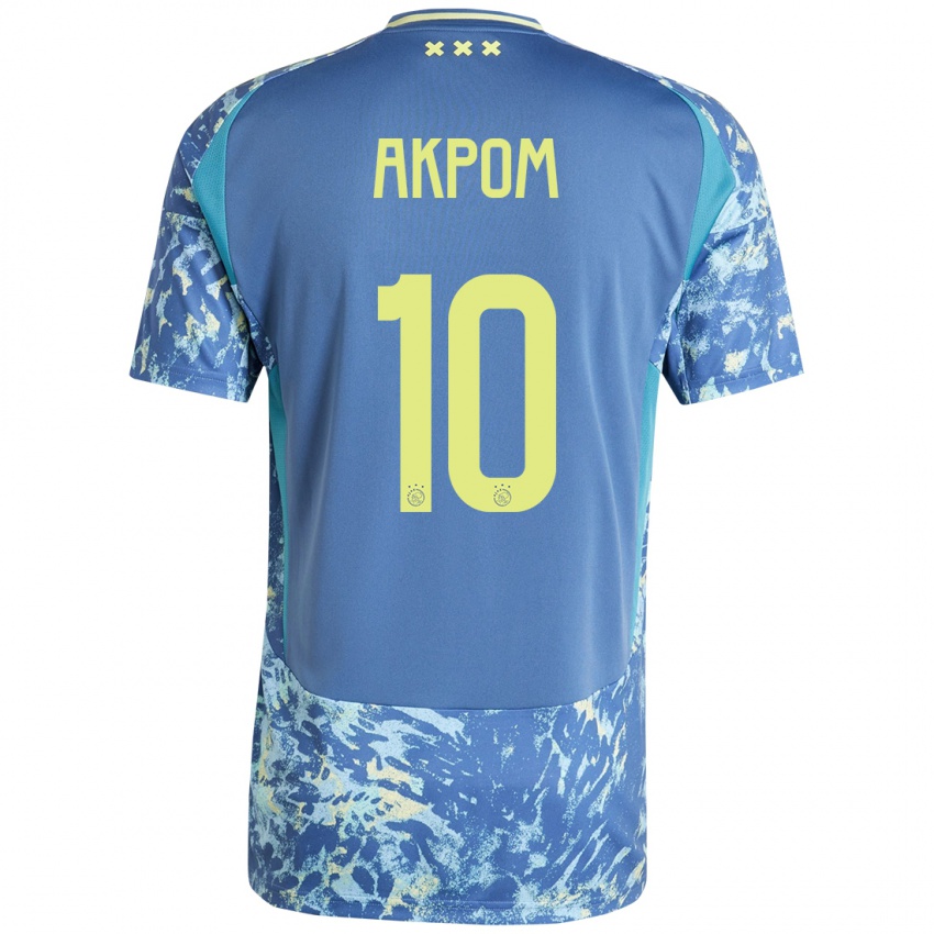 Kinder Chuba Akpom #10 Grau Blau Gelb Auswärtstrikot Trikot 2024/25 T-Shirt Österreich