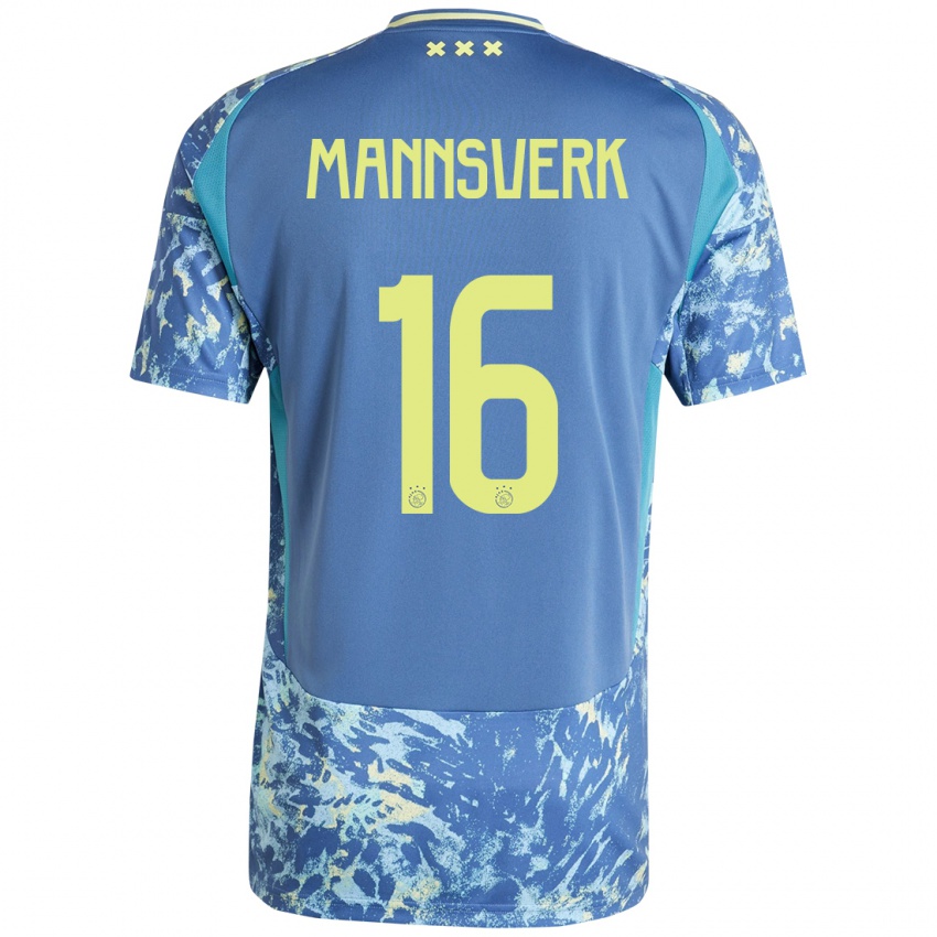 Kinder Sivert Mannsverk #16 Grau Blau Gelb Auswärtstrikot Trikot 2024/25 T-Shirt Österreich