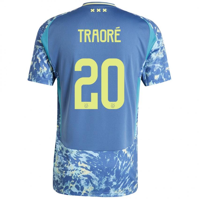 Kinder Bertrand Traoré #20 Grau Blau Gelb Auswärtstrikot Trikot 2024/25 T-Shirt Österreich