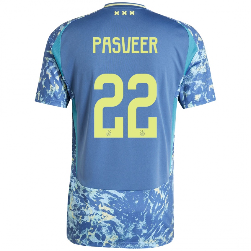 Kinder Remko Pasveer #22 Grau Blau Gelb Auswärtstrikot Trikot 2024/25 T-Shirt Österreich