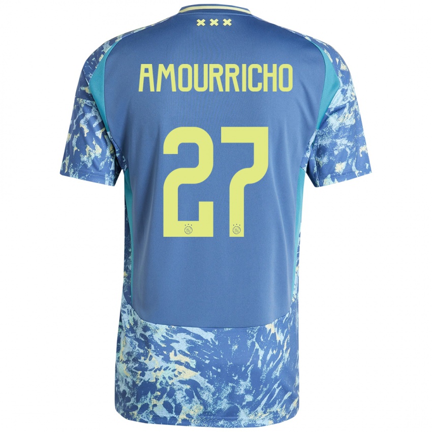 Kinder Amourricho Van Axel Dongen #27 Grau Blau Gelb Auswärtstrikot Trikot 2024/25 T-Shirt Österreich