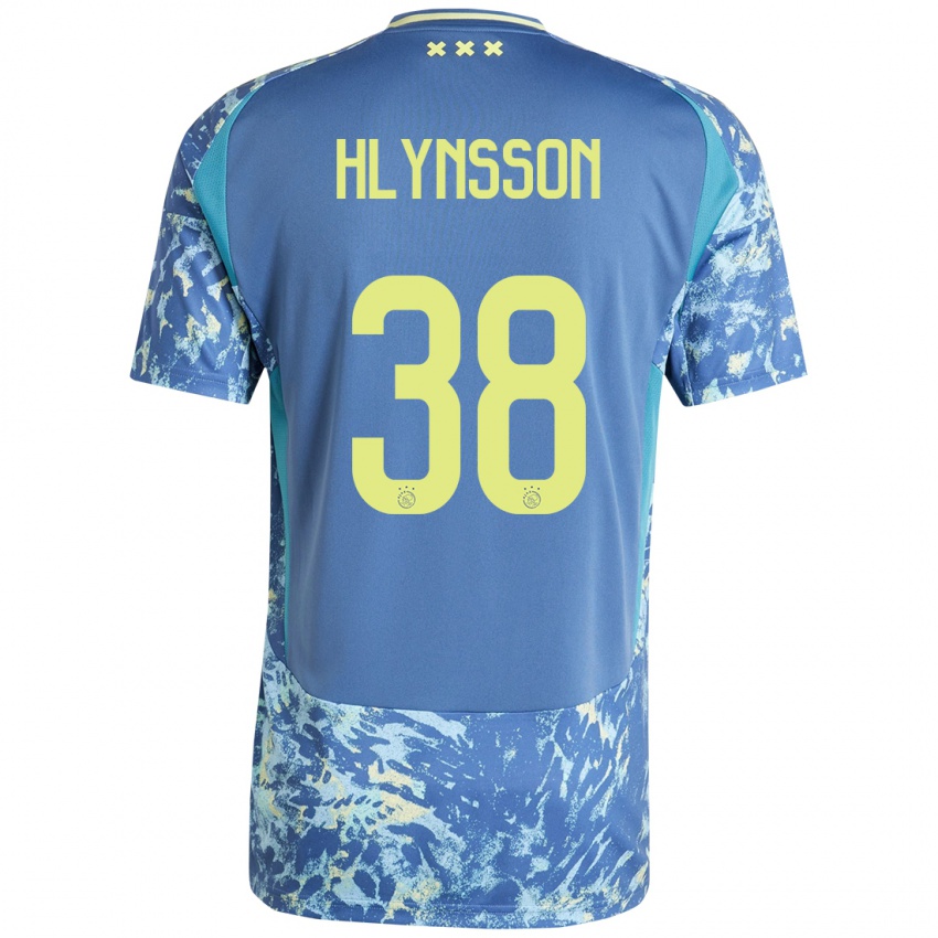 Kinder Kristian Hlynsson #38 Grau Blau Gelb Auswärtstrikot Trikot 2024/25 T-Shirt Österreich