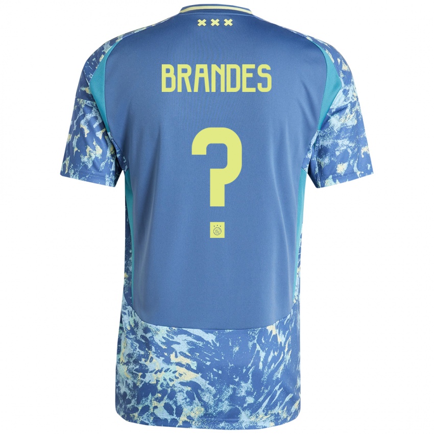 Kinder Julian Brandes #0 Grau Blau Gelb Auswärtstrikot Trikot 2024/25 T-Shirt Österreich