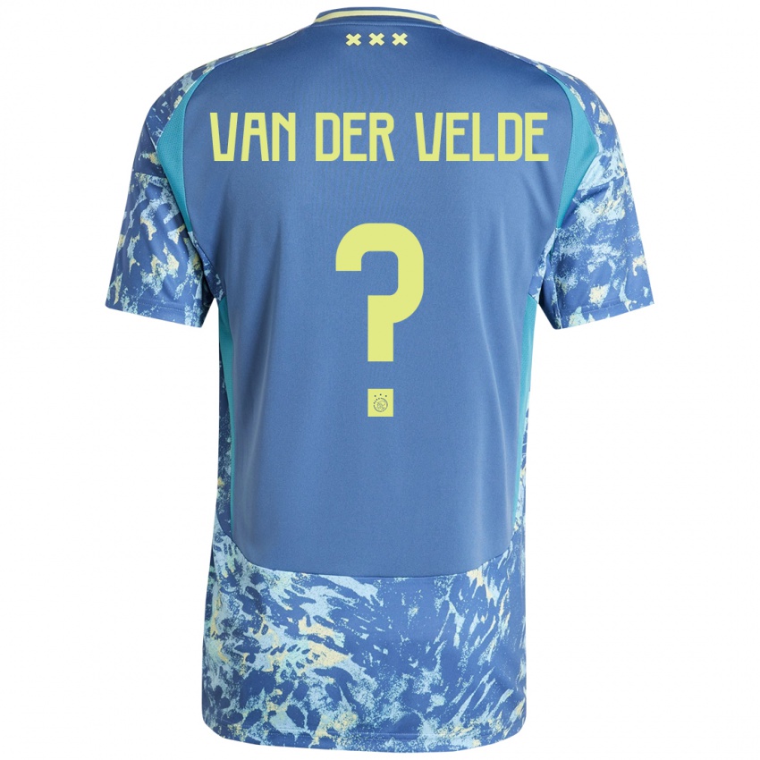 Kinder Valentijn Van Der Velde #0 Grau Blau Gelb Auswärtstrikot Trikot 2024/25 T-Shirt Österreich