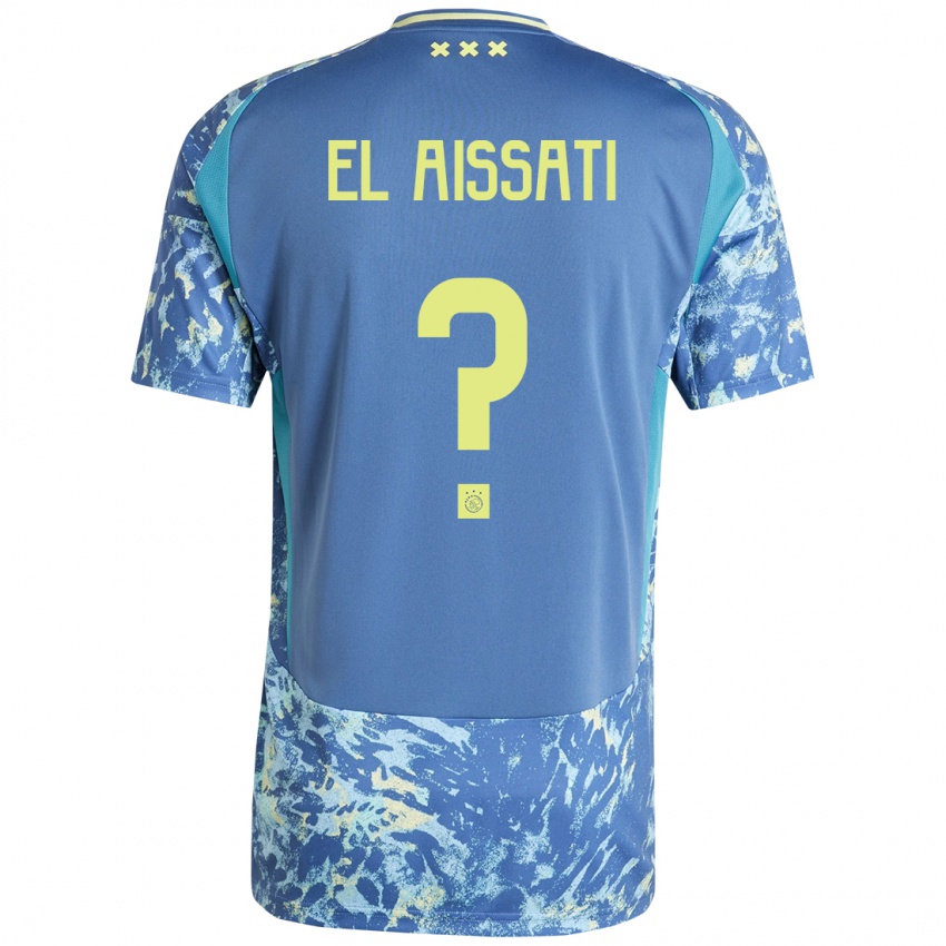 Kinder Yasser El Aissati #0 Grau Blau Gelb Auswärtstrikot Trikot 2024/25 T-Shirt Österreich