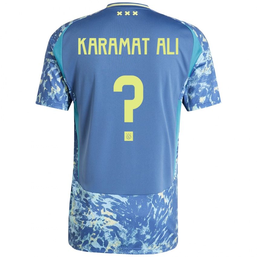 Kinder Yaïr Karamat Ali #0 Grau Blau Gelb Auswärtstrikot Trikot 2024/25 T-Shirt Österreich