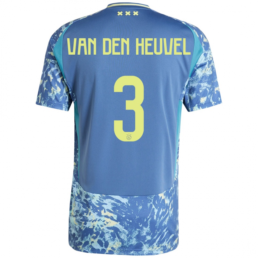 Kinder Nino Van Den Heuvel #3 Grau Blau Gelb Auswärtstrikot Trikot 2024/25 T-Shirt Österreich