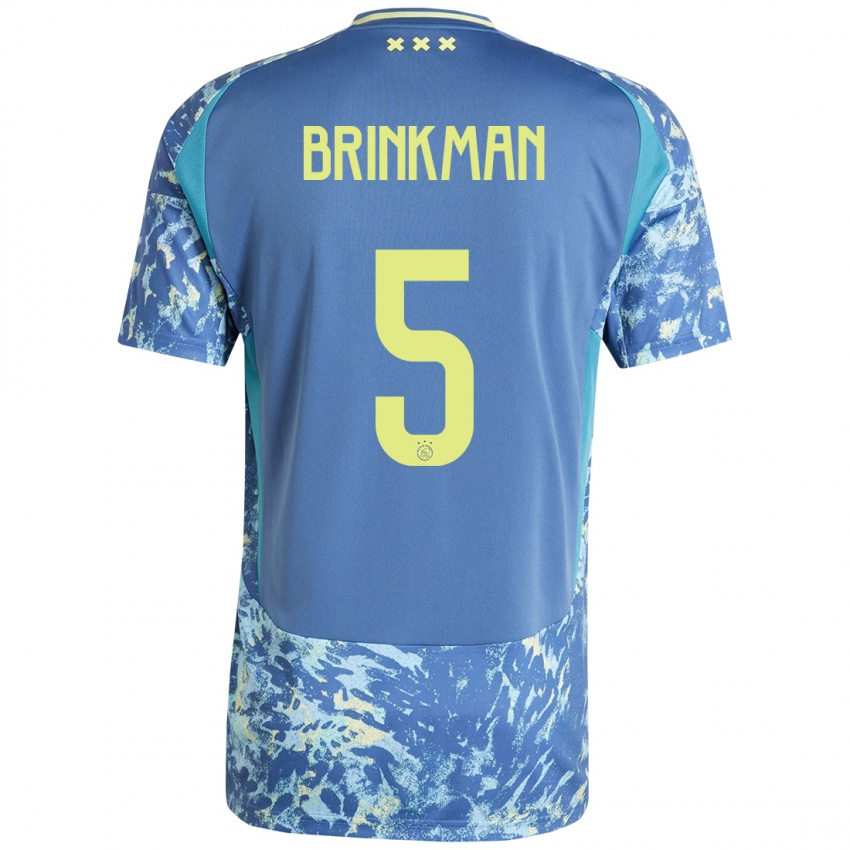 Kinder Tim Brinkman #5 Grau Blau Gelb Auswärtstrikot Trikot 2024/25 T-Shirt Österreich