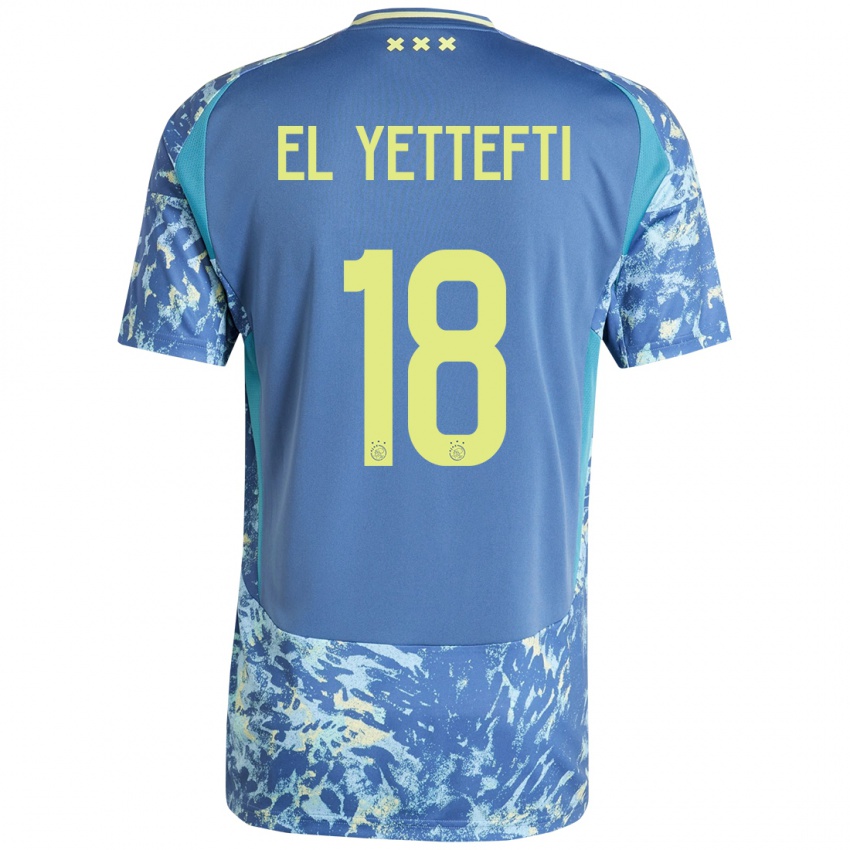 Kinder Adil Amghar El Yettefti #18 Grau Blau Gelb Auswärtstrikot Trikot 2024/25 T-Shirt Österreich