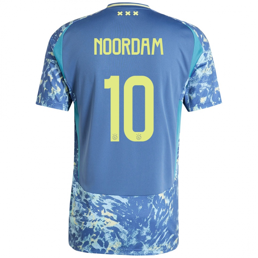 Kinder Nadine Noordam #10 Grau Blau Gelb Auswärtstrikot Trikot 2024/25 T-Shirt Österreich